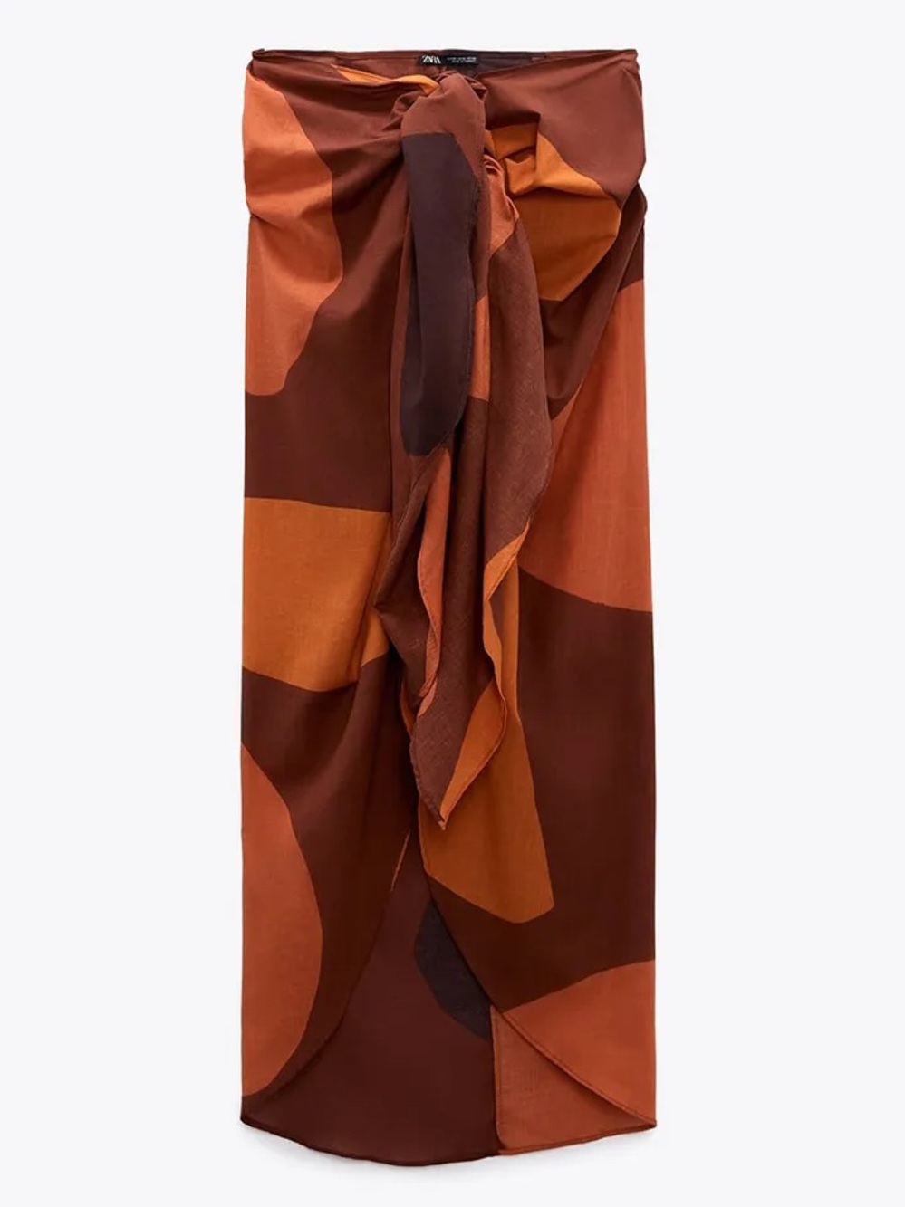 ZARA Burnt Orange & Deep Brown Abstract Sarong Wrap